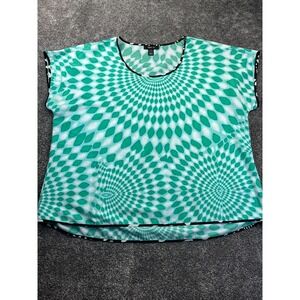 Style & Co. Tops Womens XL Polyester Round Neck‎ Plus Size Shirt Geometric Green